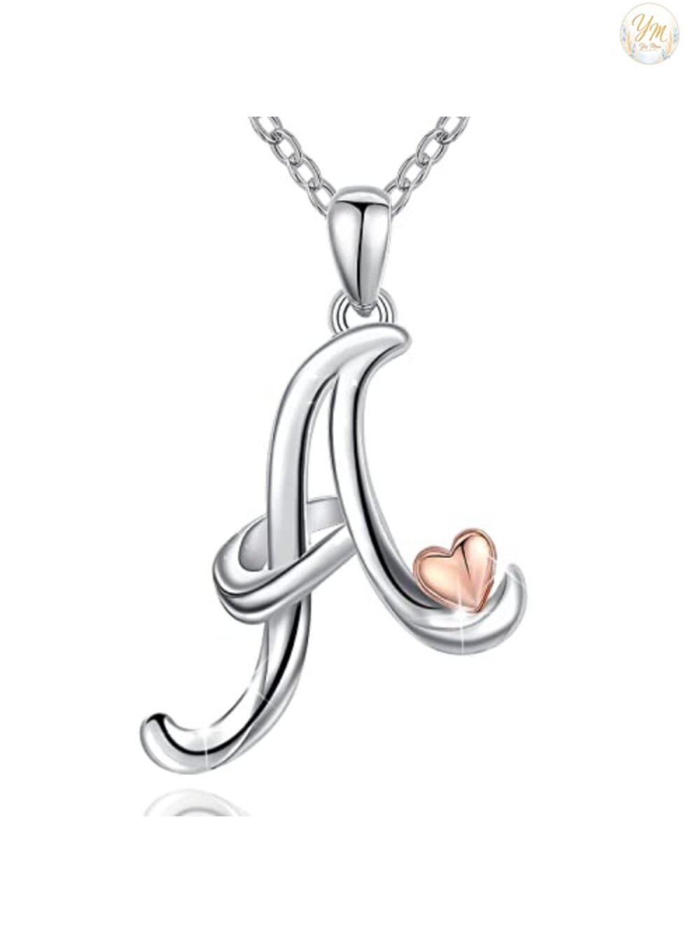 CELESTIA 925 Sterling Silver Initial Necklace Rose Gold Heart Pendant 18 Inch